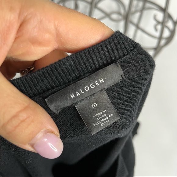 Halogen Black Boat Neck Pima Cotton & Viscose Sweater Size Medium - Picture 7 of 11